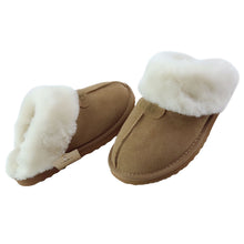 Lade das Bild in den Galerie-Viewer, OBTC064 OOG Damen Leder Hausschuhe mit Lammfell