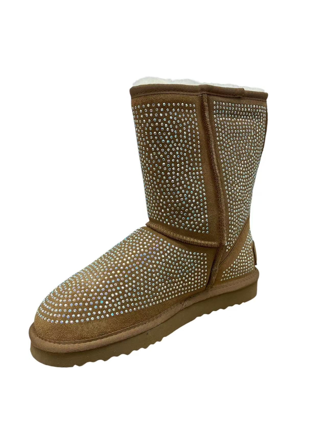 OB5825084 Camel OOG Damen Classic Leder Boots mit Strass – OOG