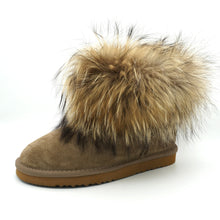Lade das Bild in den Galerie-Viewer, OB0541 Khaki OOG Damen Lederboots mit Fell
