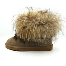 Lade das Bild in den Galerie-Viewer, OB0541 Khaki OOG Damen Lederboots mit Fell
