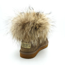 Lade das Bild in den Galerie-Viewer, OB0541 Khaki OOG Damen Lederboots mit Fell
